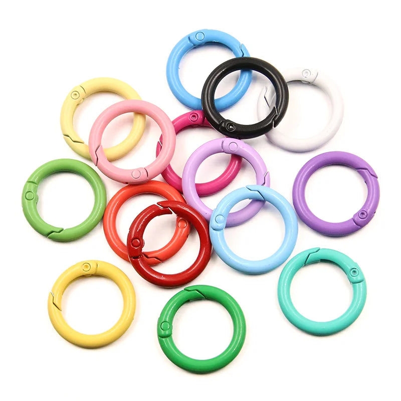 5-20pcs Colourful Spring O Rings Round Carabiner Key Ring