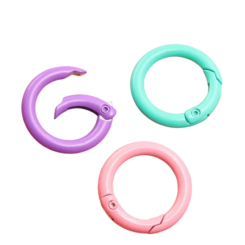 5-20pcs Colourful Spring O Rings Round Carabiner Key Ring