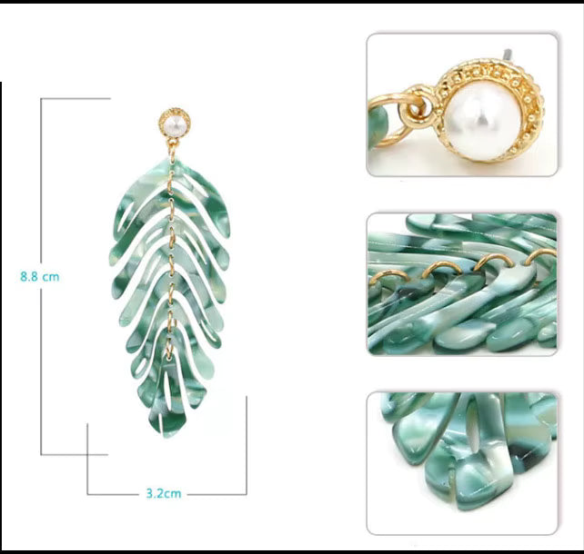Minar Cute Colorful Resin Arcylic Leaf Drop Earrings